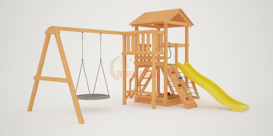 Детская площадка Савушка Мастер 2 с качелями Гнездо